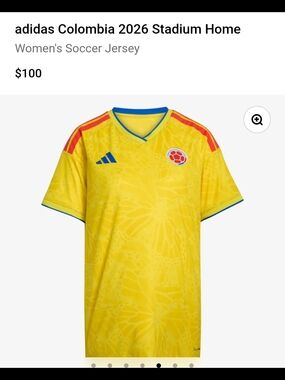 adidas Colombia Women's Yellow Soccer Jersey with Blue & Red Trim